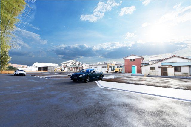 【外観】 | 陽の光をたっぷりと浴びながら気持ち良く生活が出来ます。夢のマイホーム、夢ではなく実現出来ます！※実際の写真にイメージを重ねたCG画像です。