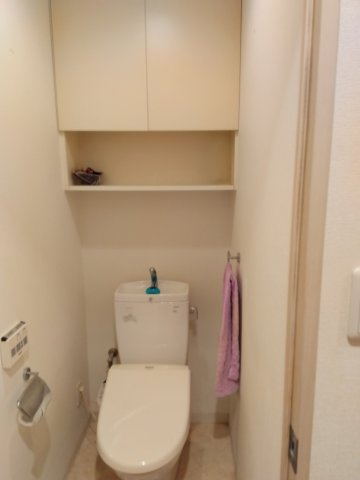 エンブルソレア今泉小前　富士市新橋町のトイレ|収納たっぷりのトイレで、ストックの保管に便利ですね。
