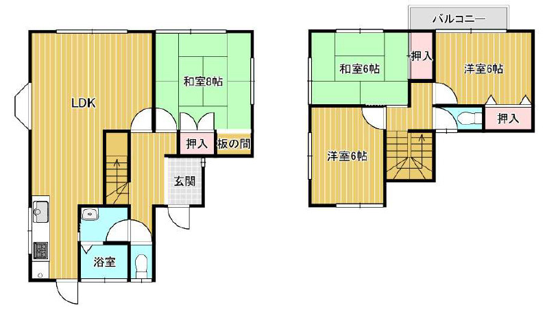 秦野市南矢名　中古戸建の間取り