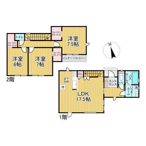 泉佐野市長滝新築戸建の間取り|10号棟　2880万円
土地102.52㎡、100.19㎡