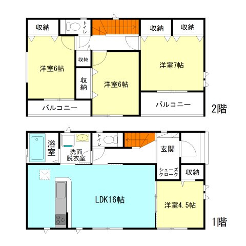 【間取り】 | ハートフルタウン前橋市南町2丁目55ーB | 玄関には嬉しいシューズインクローク完備！
水回りを最短距離で結んだラクラク家事同線！
