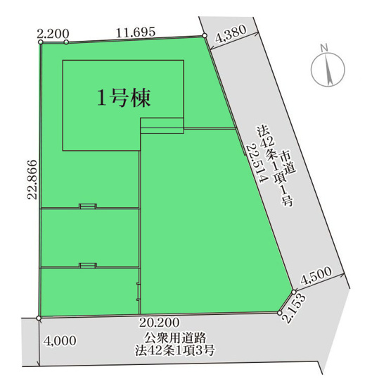 【区画図】 | リーブルガーデン.S前橋市第6鼻毛石町ー① | 宮城小学校、中学校まで徒歩10分圏内！
敷地面積120坪越のゆったりお庭！
南東角地に面した全居室6帖以上＋南向き！