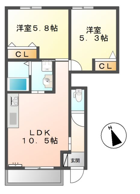 アクア　ドルチェ　ウーノの間取り