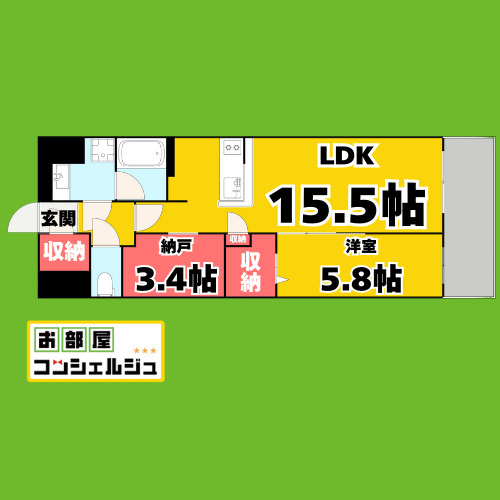 JMFレジデンス名駅南(旧:Dimora名駅南)203賃料ダウン、203のみ駐車場半年FRありの間取り