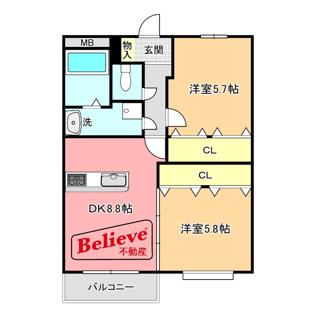 クレスト大善寺の間取り|使い勝手の良い間取りです♪
