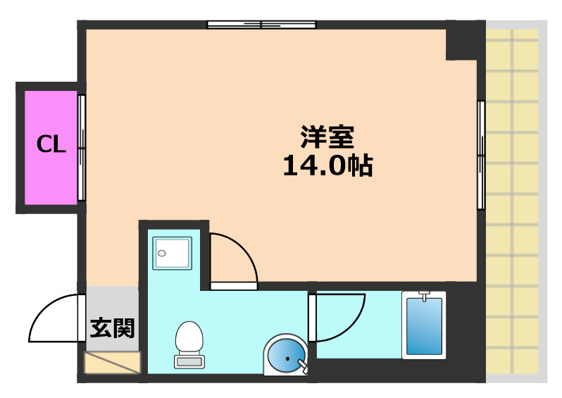 高槻市紺屋町の賃貸マンションの間取り