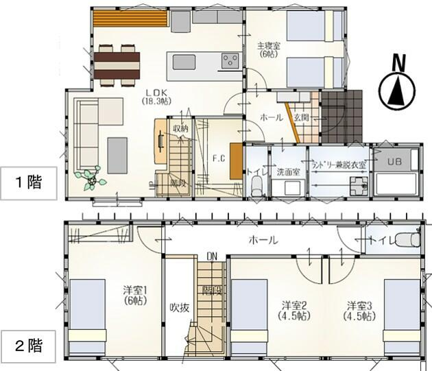 宇都宮市砥上モデルの間取り