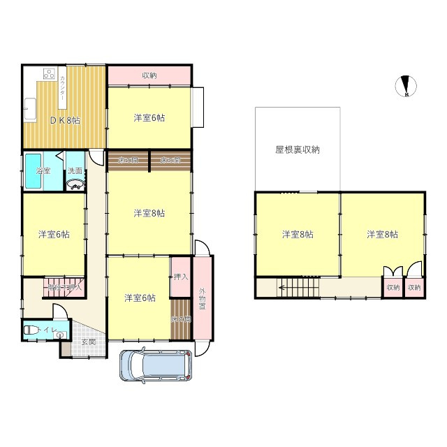 高岡市波岡貸家の間取り