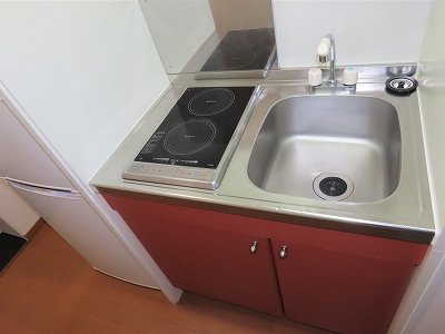 レオパレス藤のキッチン|2口の電気コンロまたはIHコンロとなります