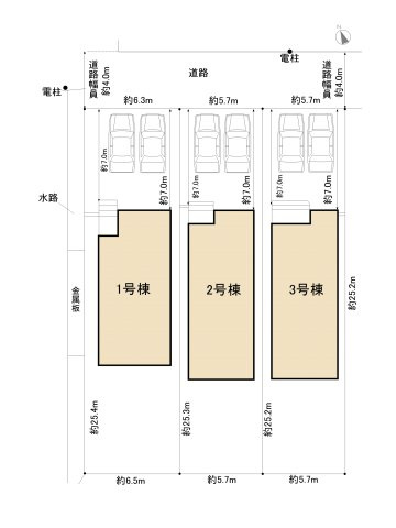 碧南市福清水町第1　新築戸建＜1号棟＞の区画図|駐車場並列２台可能