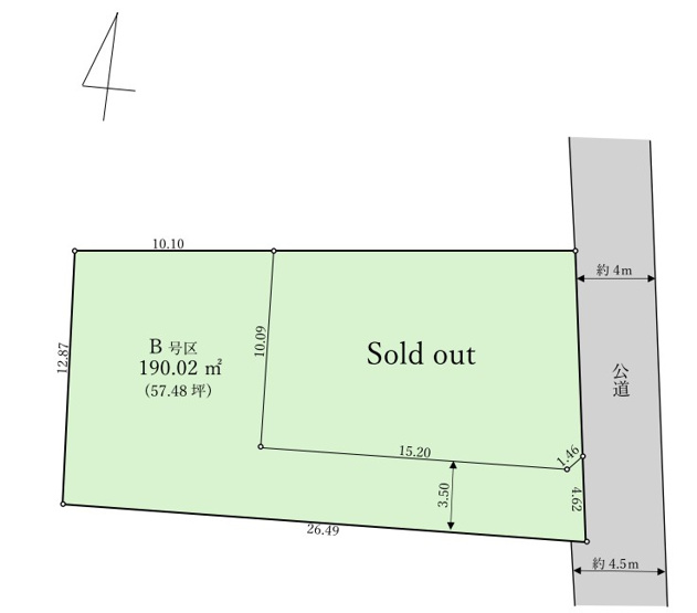【土地図】 | 東久留米市金山町2丁目　売地　全2区画　B号区 | B号区　土地図です！