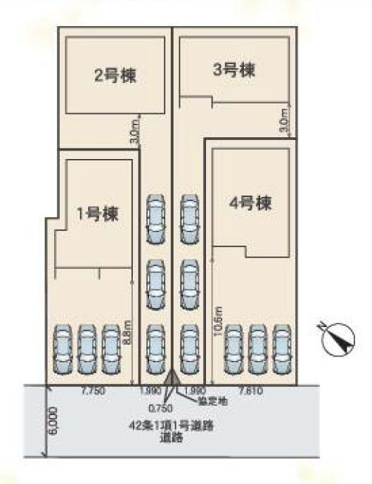 半田市瑞穂町7丁目3番8『仲介手数料無料』新築戸建ての区画図