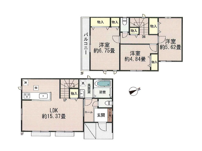 【間取り】 | 川越市砂　新築一戸建住宅　全1棟　(ふじみ野店) | リビングイン階段と対面式キッチン採用でご家族の仲が深まる住まい。※図面を基に作成しています。現況と異なる場合は現況を優先いたします。