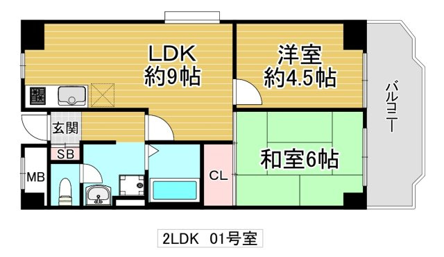 大阪市城東区放出西２丁目の賃貸マンションの間取り