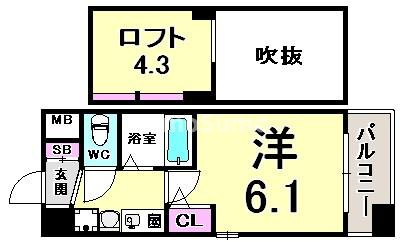 エステムコート三宮駅前ラ・ドゥーの間取り