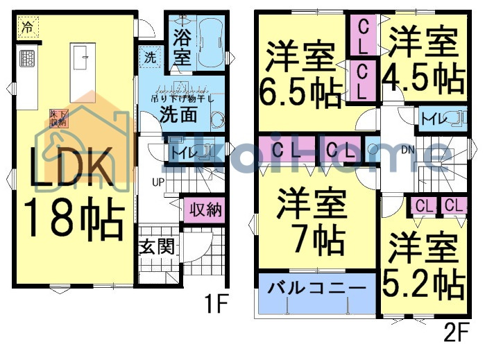 神戸市灘区高尾通1丁目　新築戸建　2号棟の間取り|【ホームページに現地動画掲載中】●年中無休：当日予約可●全居室収納完備！洗面室広々ゆったりな間取り！