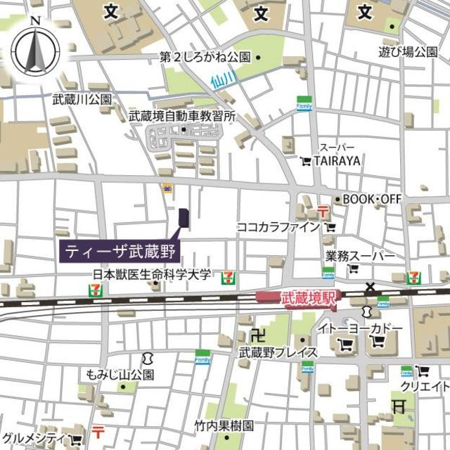 武蔵野市境２丁目の賃貸マンションの地図