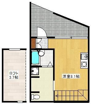 熊本市中央区黒髪５丁目のアパートの間取り