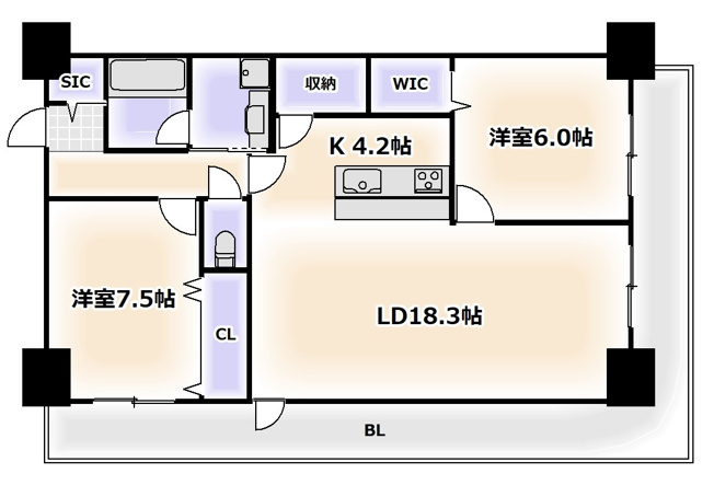 【間取り】 | グランセジュール大国町