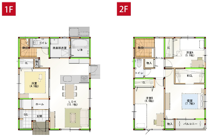 鴨部　新築戸建　⑨　（全2区画）の間取り|⑨　建物面積　　103.02㎡（約31.16坪）