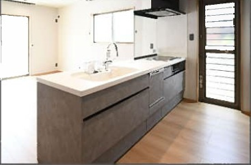 鴨部　新築戸建　⑨　（全2区画）のキッチン|プレミアム仕様　完成予想図　ペニンシュラ型キッチン