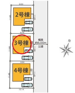 【区画図】 | 国分寺市高木町１丁目　3号棟　仲介手数料無料 | 3号棟です。