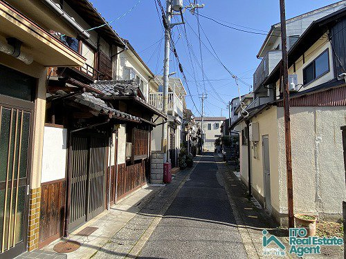 一乗寺西閉川原町「京町家」の前面道路含む現地写真