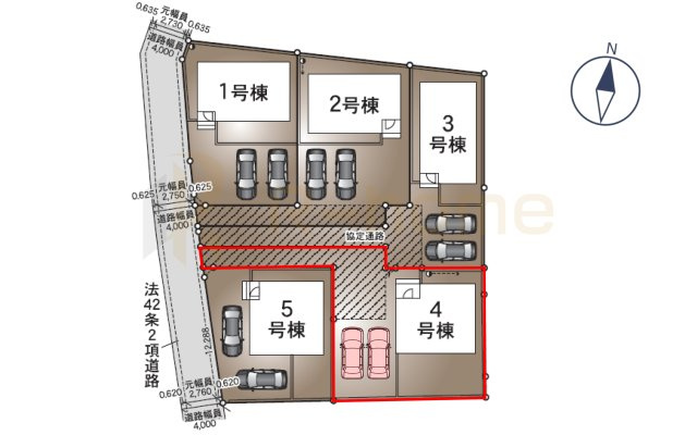 つくばみらい市小絹第4　新築戸建て　4号棟の区画図|大きなお買い物だからこそ、メリット・デメリットを伝えさせて頂きます。
R-homeにお任せください♪