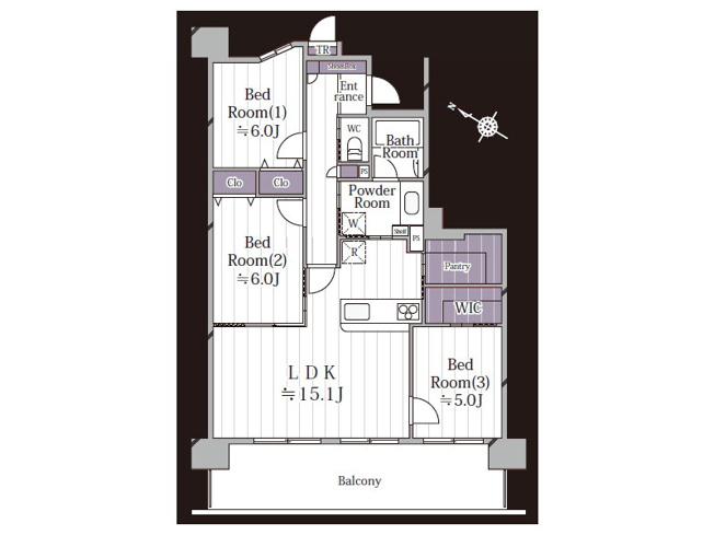 【間取り】 | エル・スタージュ　(保谷店) | WIC、パントリー、トランクルームなど収納豊富！陽当たり・通風も良好です！※図面を基に作成しています。現況と異なる場合は現況を優先いたします。