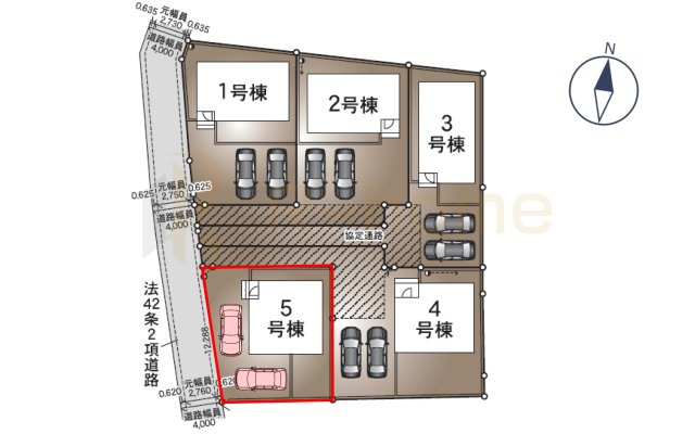 つくばみらい市小絹第4　新築戸建て　5号棟の区画図|大きなお買い物だからこそ、メリット・デメリットを伝えさせて頂きます。
R-homeにお任せください♪