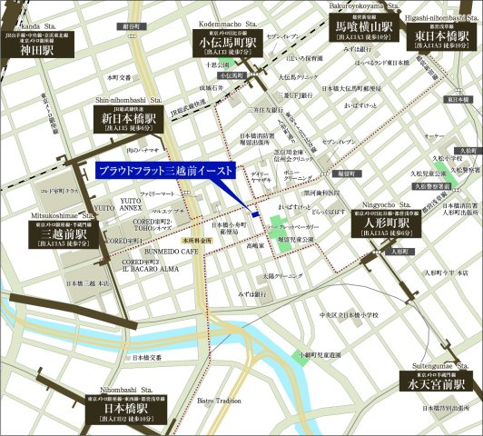 プラウドフラット三越前イーストの地図