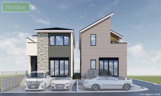 【外観パース】 | LDK21.7帖　リビングイン階段　床暖房　牧の原　2号棟 | ※イメージパースにつき、実際とは異なる場合がございます