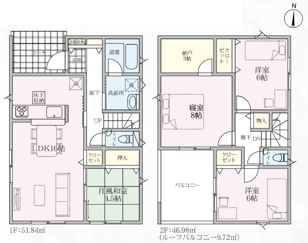 【間取り】 | 行田市向町第2　CRADLE GARDEN　新築戸建　全2棟　1号棟
