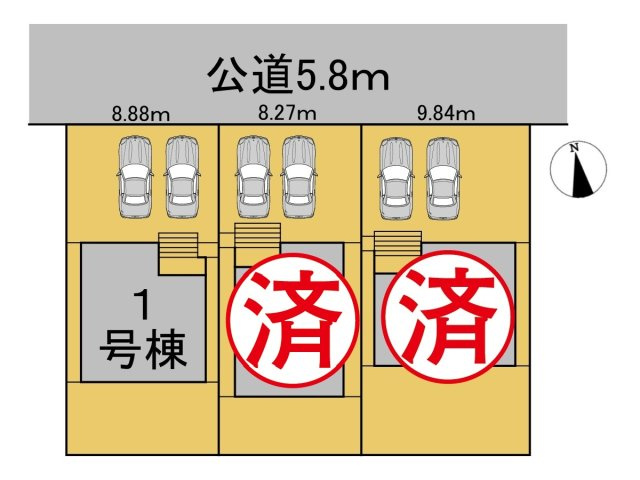 リーブルガーデン　各務原市各務おがせ町9丁目第3　全3区画分譲の区画図|■区画図
■YAMADA電機の　ヤマダ不動産　株式会社リライフ　
いつでもお問合わせ下さい。