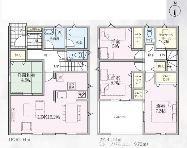 【間取り】 | 行田市向町第2　CRADLE GARDEN　新築戸建　全2棟　2号棟