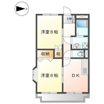 グランシャリオ氷上２番館の間取り|オープンタイプの３口コンロキッチンを備えた２ＤＫ★