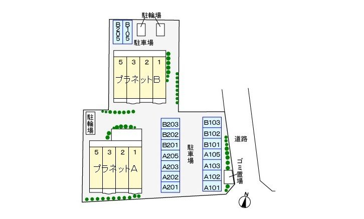 プラネットＡ　　刈谷市近郊の賃貸はクラスホームの区画図