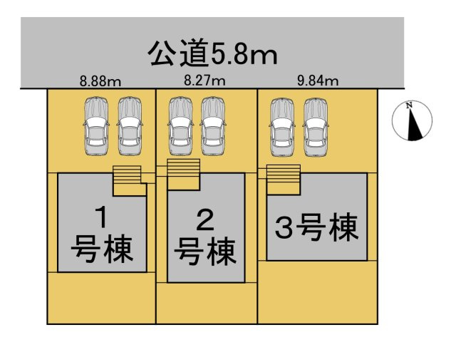 リーブルガーデン　各務原市各務おがせ町9丁目第3　全3区画分譲の区画図|■区画図
■YAMADA電機の　ヤマダ不動産　株式会社リライフ　
いつでもお問合わせ下さい。