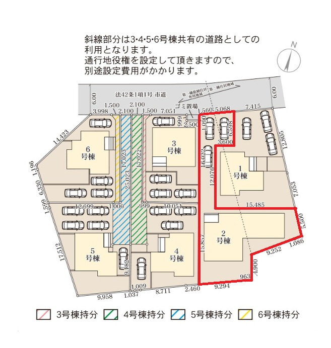 リーブルガーデン  小美玉市羽鳥　13期　2の区画図|敷地面積約87坪、駐車スペースは縦列含め3台以上可能です。