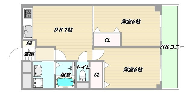 大阪市淀川区西宮原２丁目の賃貸マンションの間取り