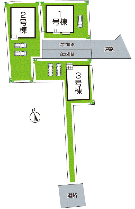 高槻市唐崎中　第3期　新築一戸建ての区画図|全3区画