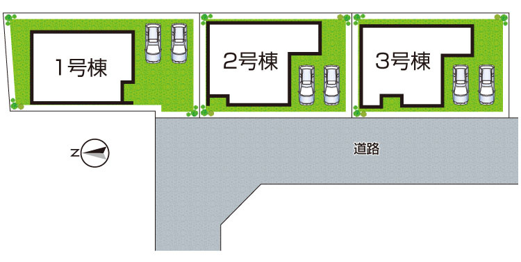 揖保郡太子町佐用岡　新築一戸建ての区画図|全3区画