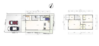 【参考プラン】 | 江崎町　土地 | ３間（5,460㎜）×5間（9,100㎜）の建物配置できます。駐車場3台分のスペースが取れます。