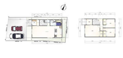 【参考プラン】 | 江崎町　土地 | ３間（5,460㎜）×5間（9,100㎜）の建物配置できます。駐車場3台分のスペースが取れます。
