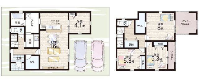 揖保郡太子町佐用岡　新築一戸建ての間取り|2号棟