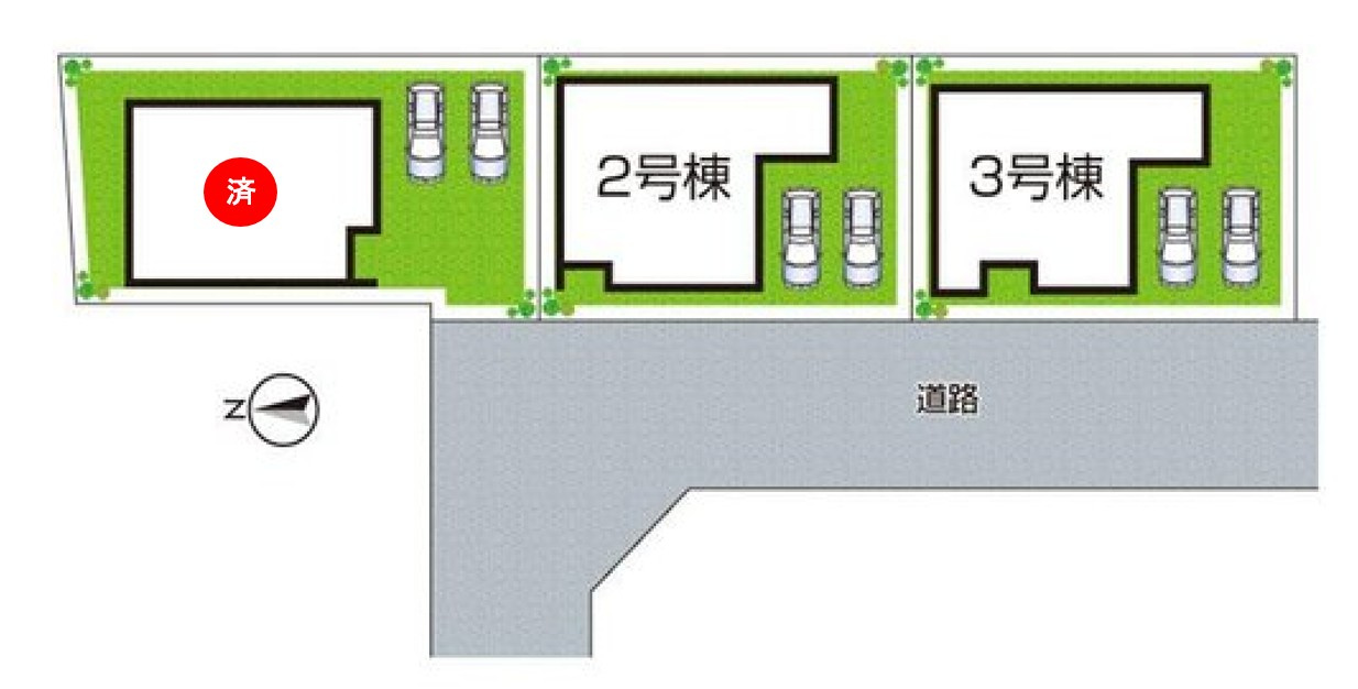 揖保郡太子町佐用岡　新築一戸建ての区画図|全3区画