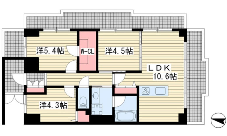 サンワプラザ新神戸の間取り