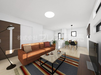 【居間・リビング】 | リビング完成イメージ／南向きですので、陽あたり良好です♪※モデルハウスあり