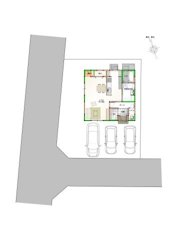 高知市介良 　新築一戸建て⑱の区画図|南西角地で日当たり良好です☆※イメージ画像です。