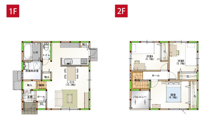 高知市東雲町建売④　新築一戸建ての間取り|SCL付き玄関×水回り集約。家事ラク設計